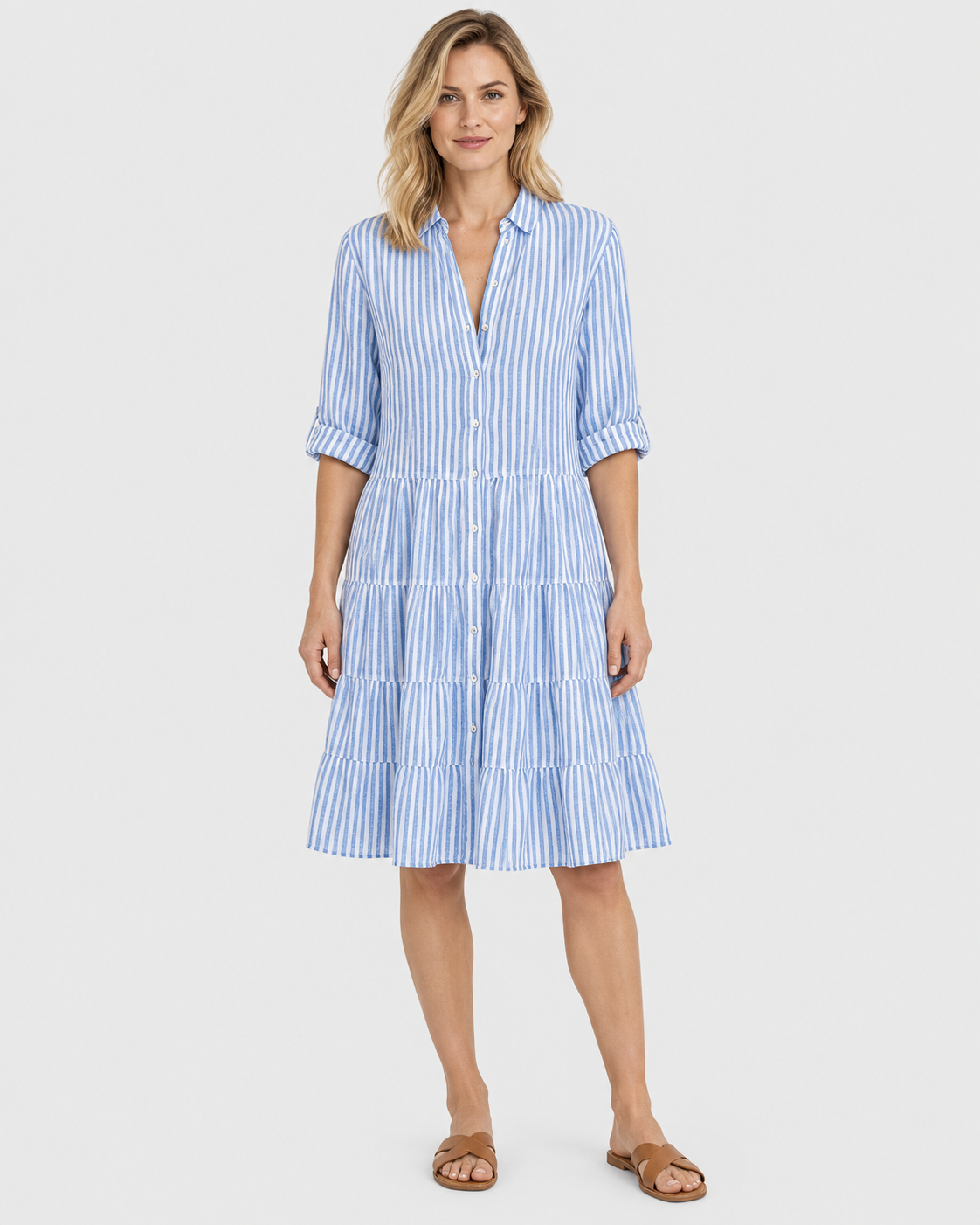 Clara Striped Collared Shirt Dress