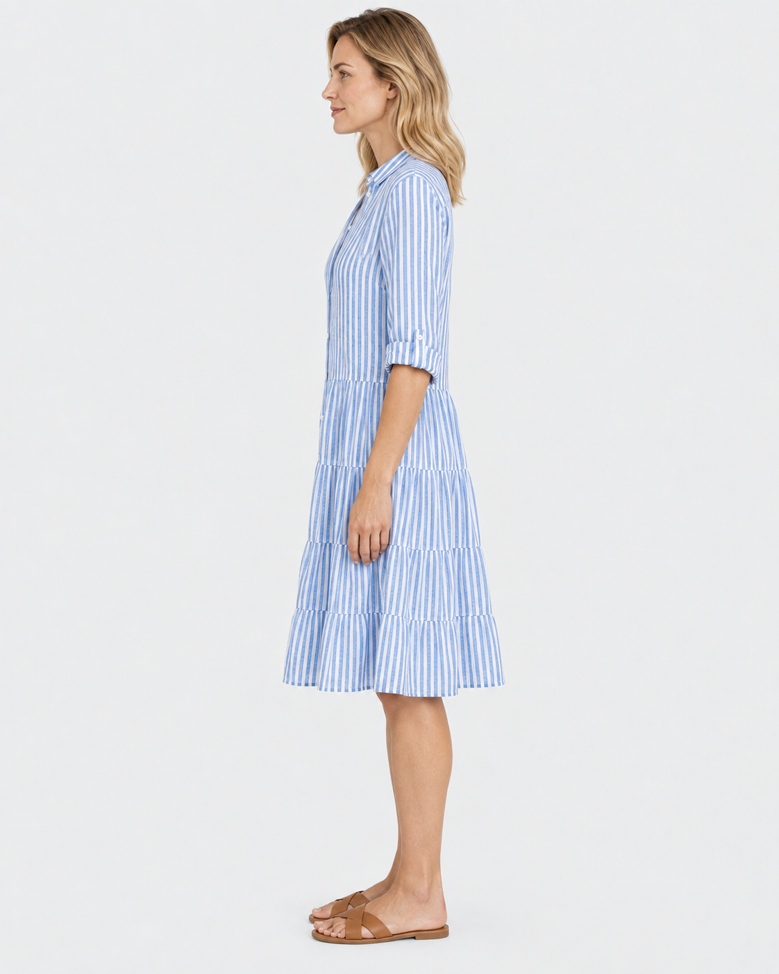 Clara Striped Collared Shirt Dress
