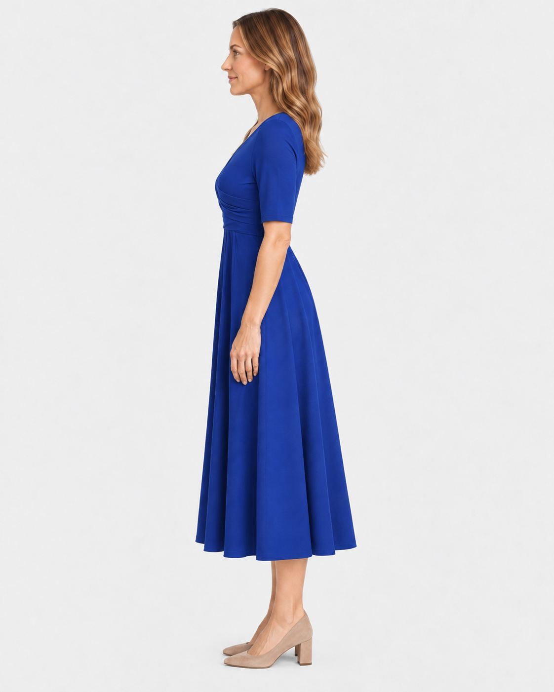 Victoria Pleated Surplice Midi Dress
