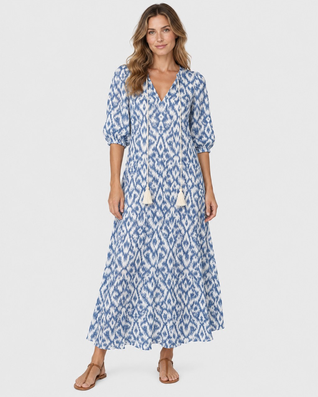 Isla Printed Boho V-Neck Maxi Dress