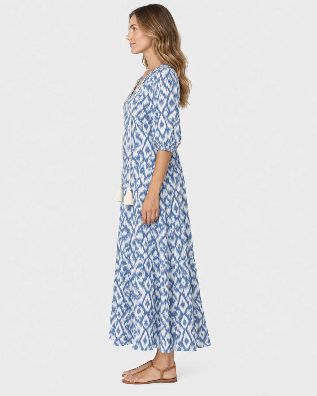 Isla Printed Boho V-Neck Maxi Dress