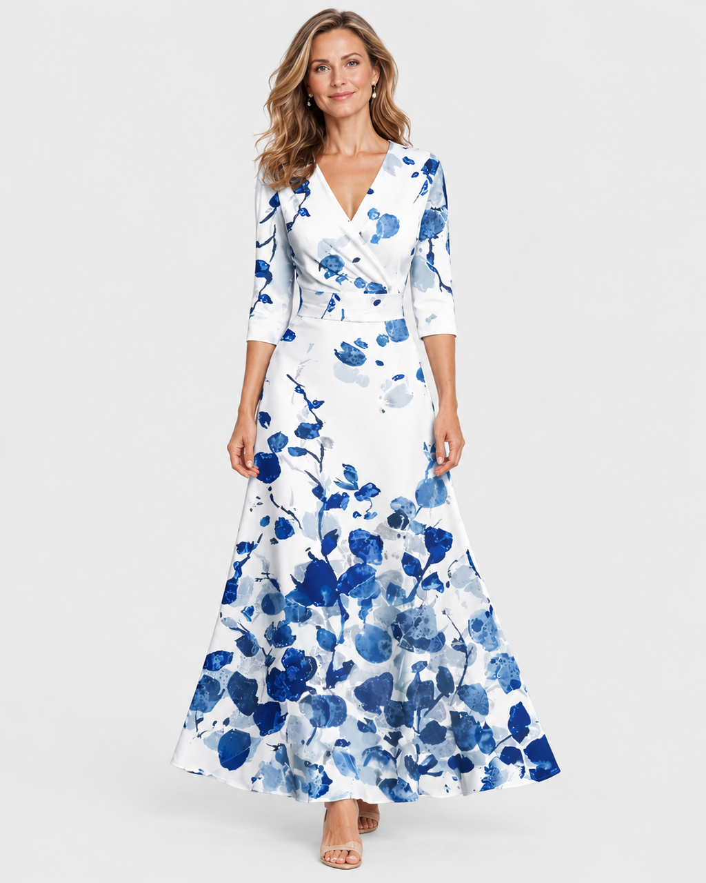 Clara Floral Mid Sleeve Maxi Dress