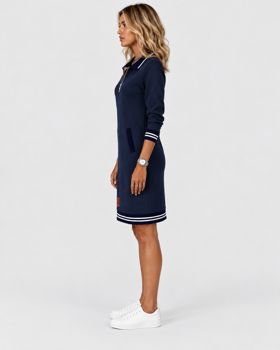 Freya Long Sleeve Zip Collar Shirt Dress