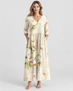 Maya Floral Print V-Neck Midi Dress