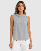 Elena Casual Sleeveless Roll Collar Top