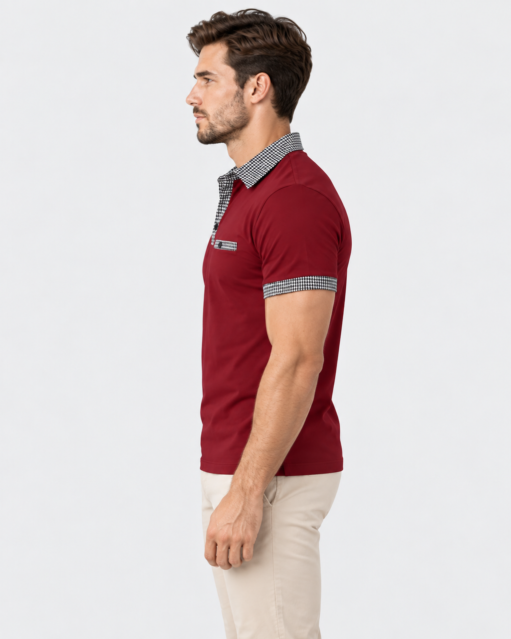 Sebastian Checkered Collar Short Sleeve Polo Shirt