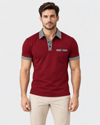 Sebastian Checkered Collar Short Sleeve Polo Shirt