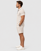 Leo Men's Casual Zip Polo & Shorts Set