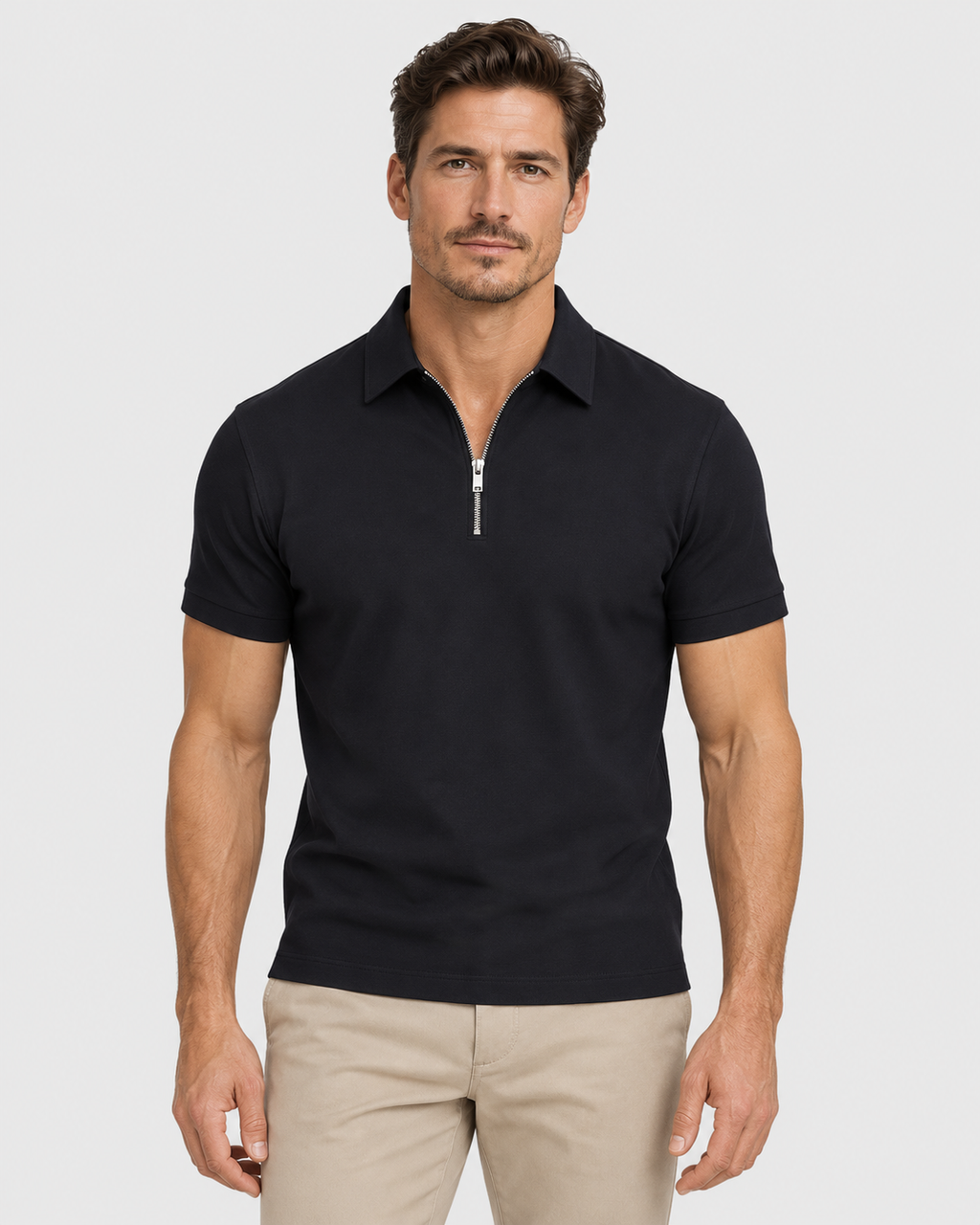 Noah Quarter-Zip Collar Short Sleeve Polo Shirt