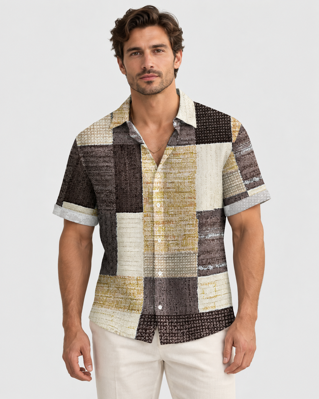Jasper Retro Patchwork Short Sleeve Shirt