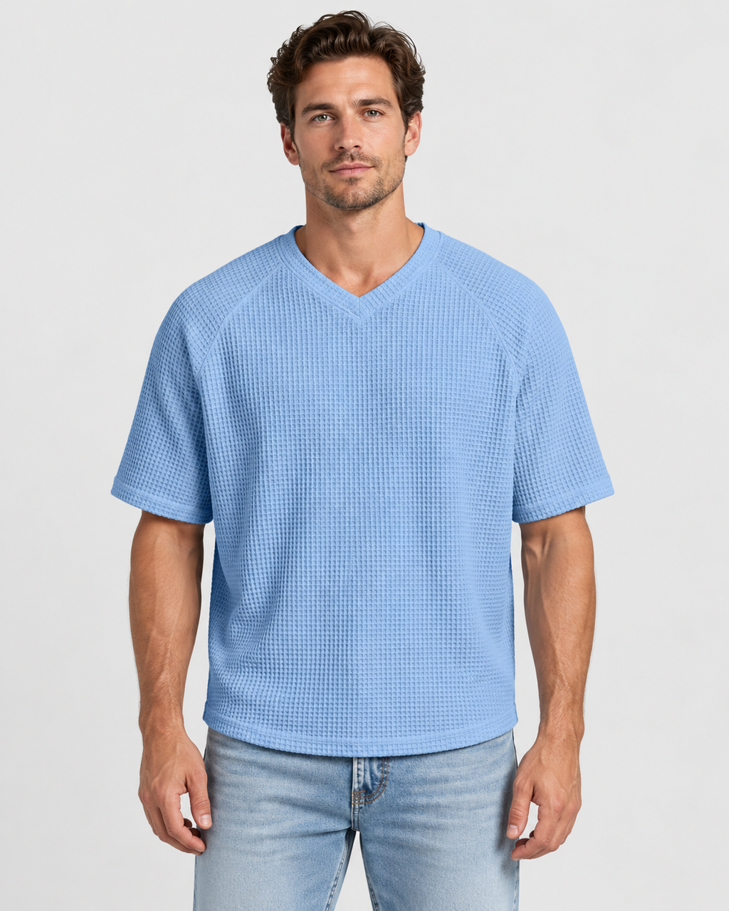 Felix V-Neck Short Sleeve Waffle Knit T-Shirt