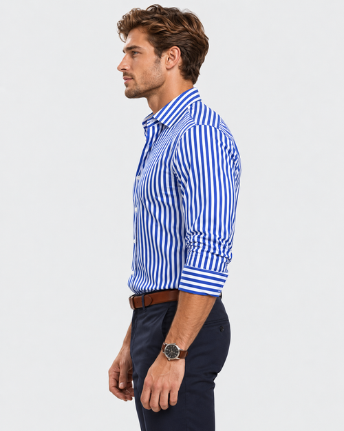 Archie Classic Striped Long Sleeve Button-Down Shirt