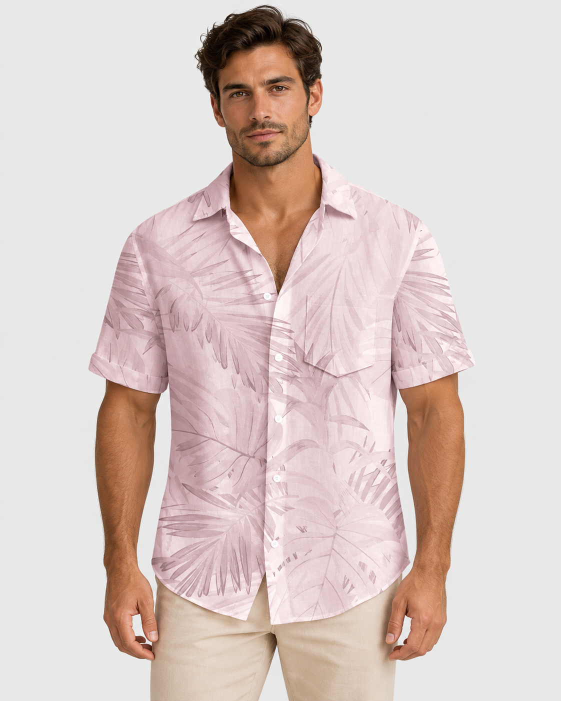 Mason Tropical Print Short Sleeve Casual Shirt
