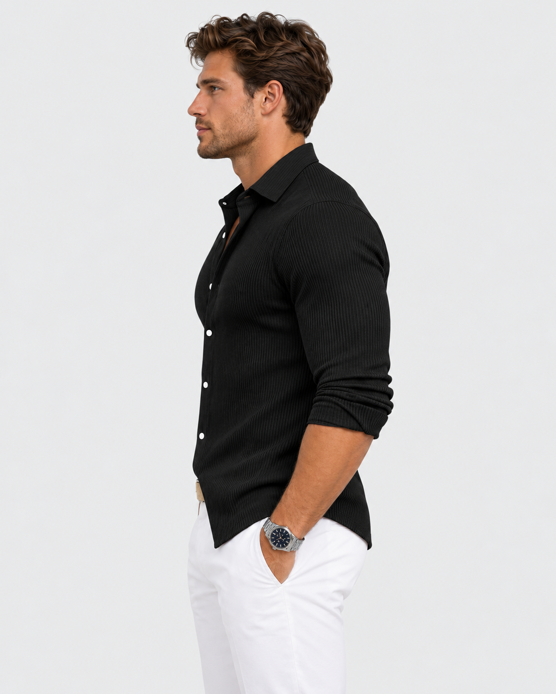 Julian Textured Ribbed Long Sleeve Shirt