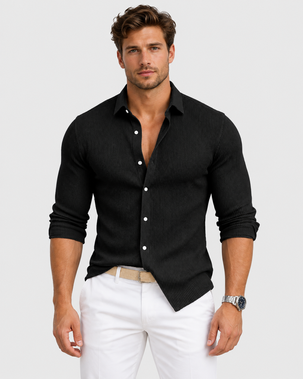 Julian Textured Ribbed Long Sleeve Shirt