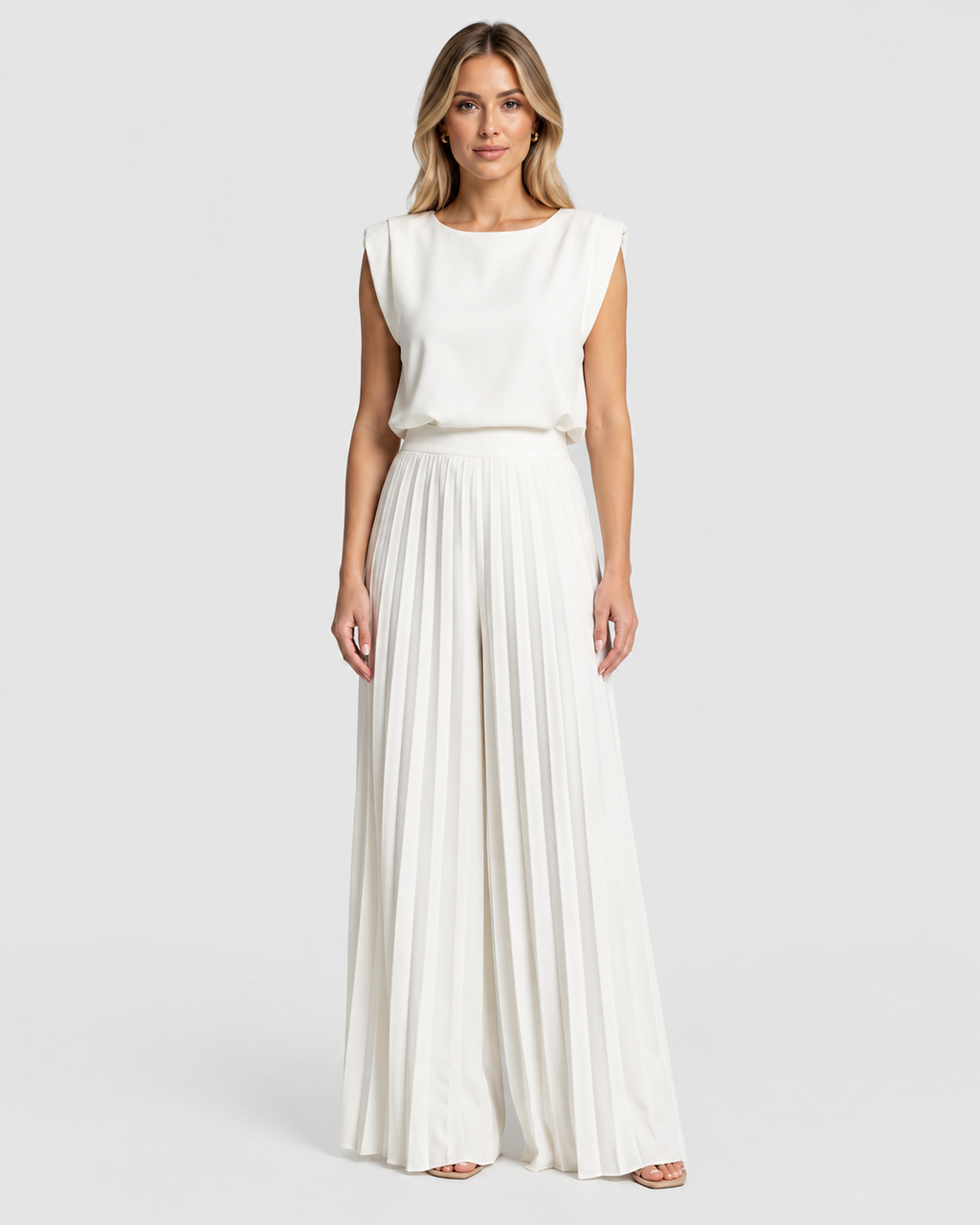 Freya Elegant Pleated Wide-Leg Jumpsuit