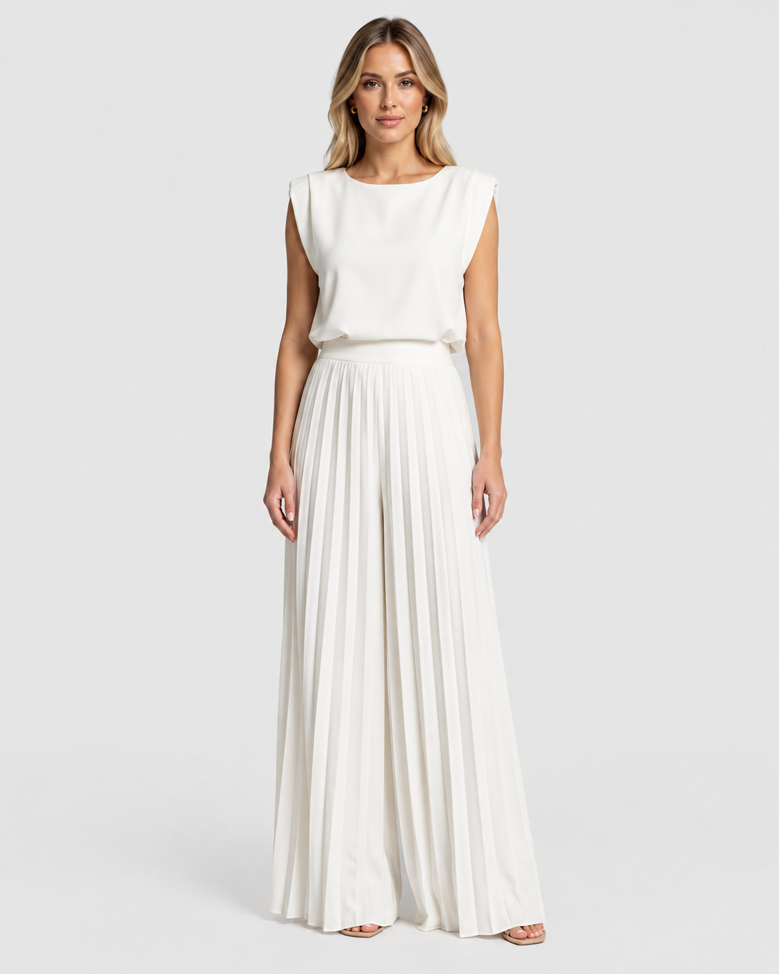 Freya Elegant Pleated Wide-Leg Jumpsuit