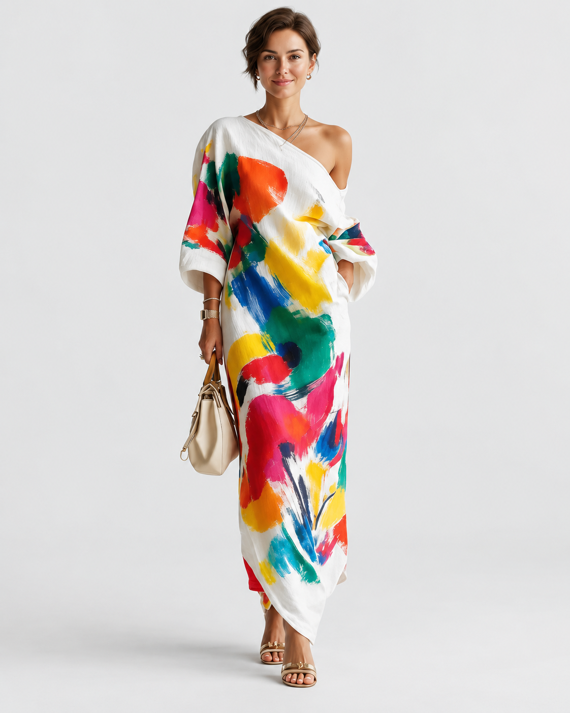 Aurelia Artistic Abstract Print Maxi Dress