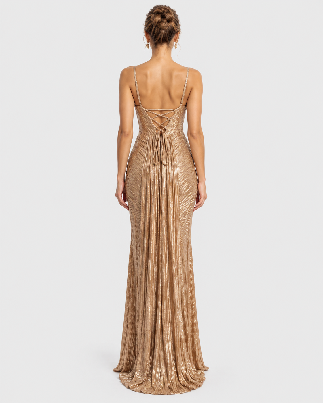 Aria Gold Metallic Corset Maxi Dress
