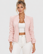 Mila Elegant Cropped Bomber Jacket