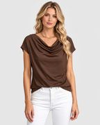 Sienna Elegant Cowl Neck Draped Blouse