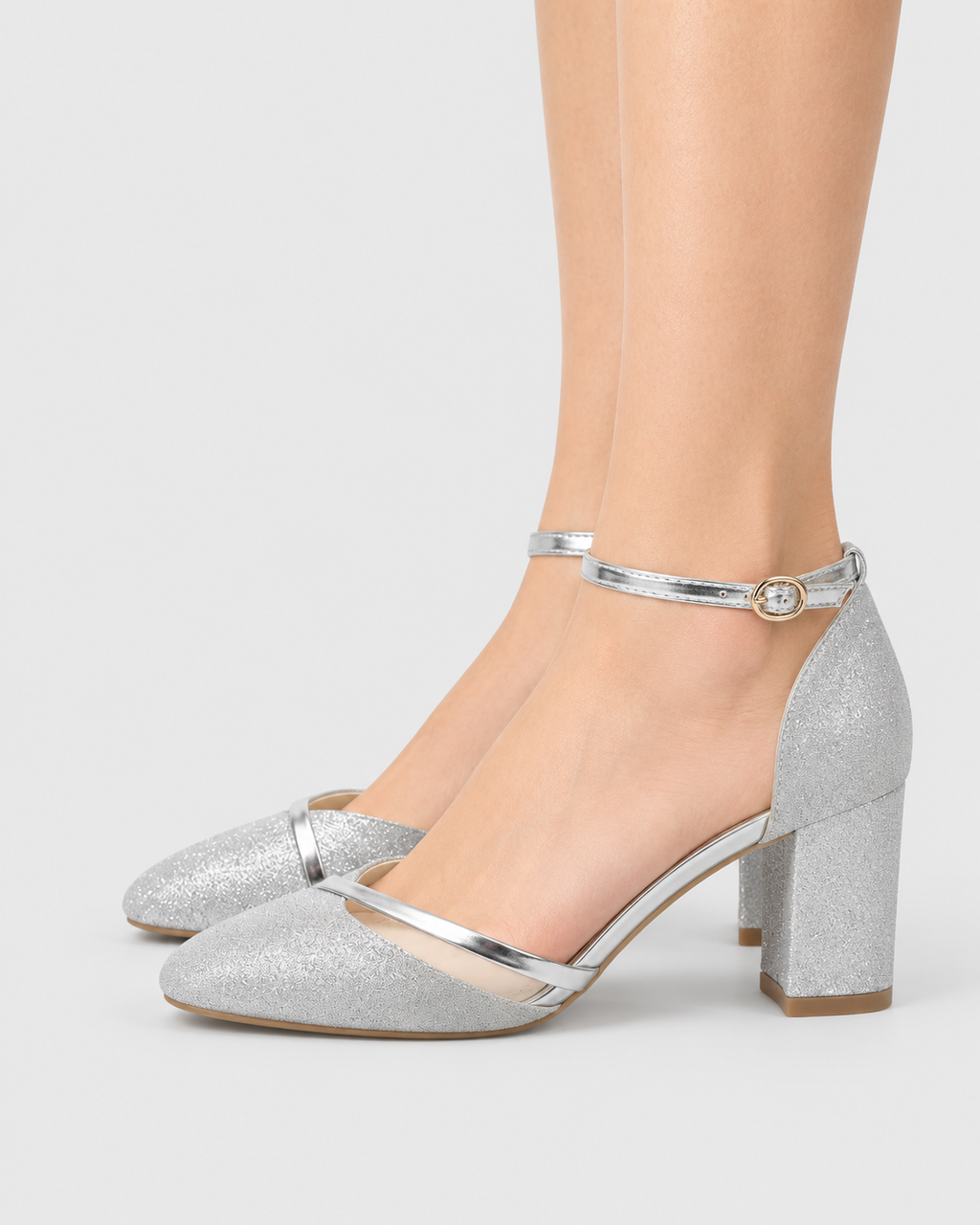 Zara Elegant Glitter Block Heel Sandals