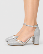 Zara Elegant Glitter Block Heel Sandals