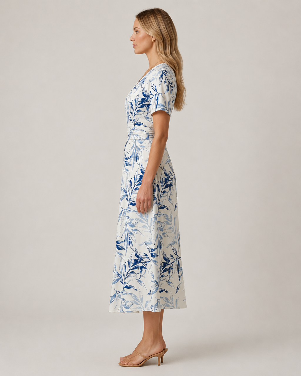 Clara Floral V-Neck A-Line Midi Dress