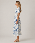 Clara Floral V-Neck A-Line Midi Dress