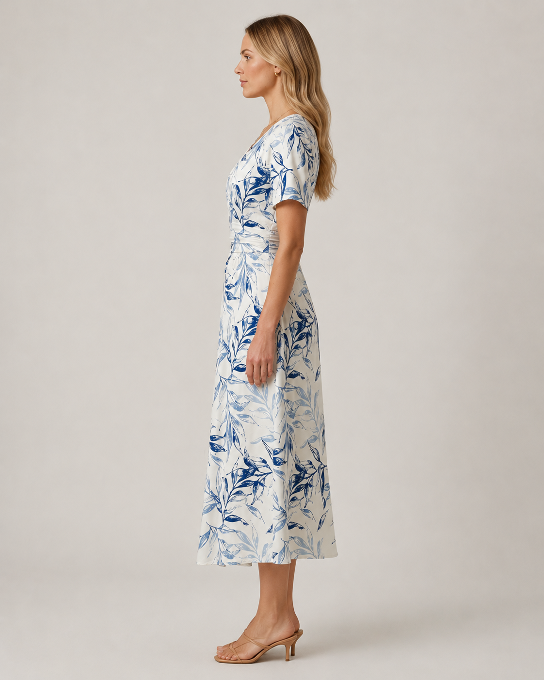 Clara Floral V-Neck A-Line Midi Dress