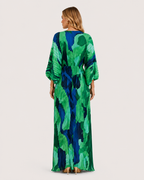 Freya Pleated Printed V-Neck Maxi Dress
