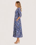 Hannah Printed Three-Quarter Sleeve Midi Dress