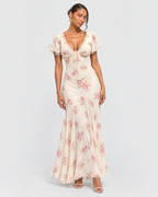Clara Floral Flutter Sleeve Maxi Dress