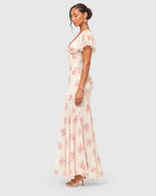 Clara Floral Flutter Sleeve Maxi Dress