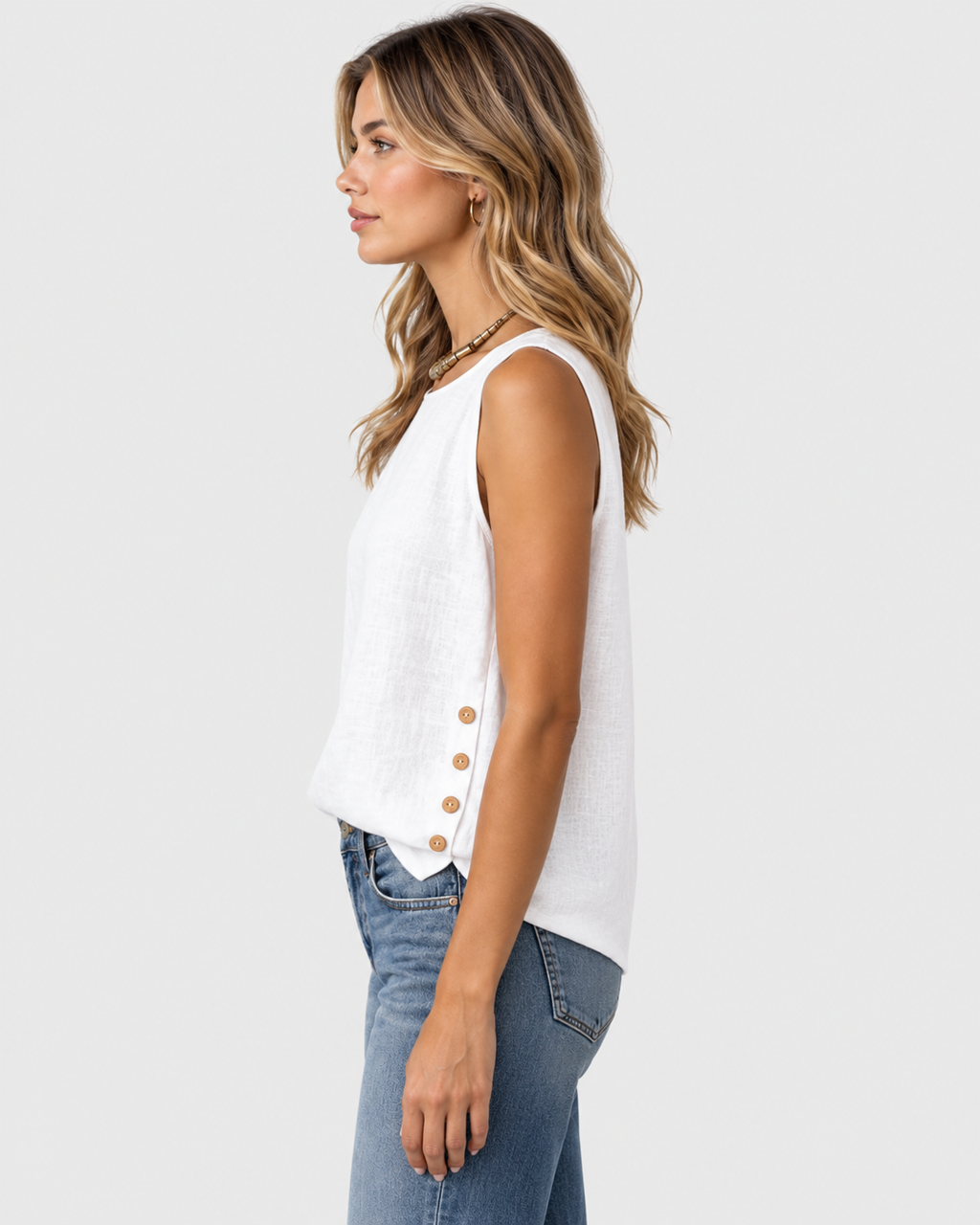 Maeve Linen Side Button Tank Top