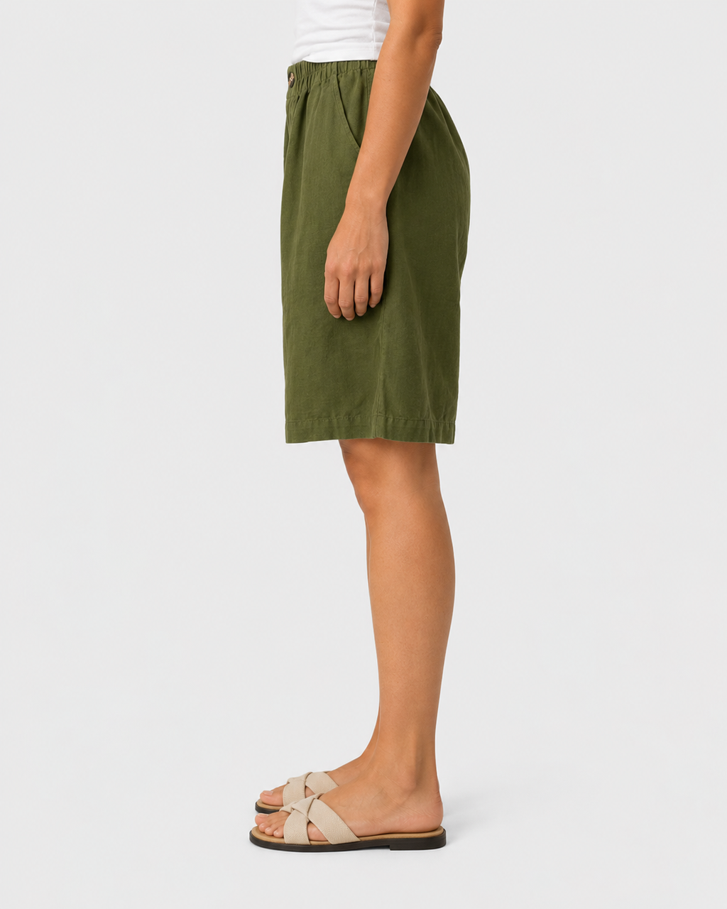 Sienna Elastic Waist Relaxed Linen Shorts