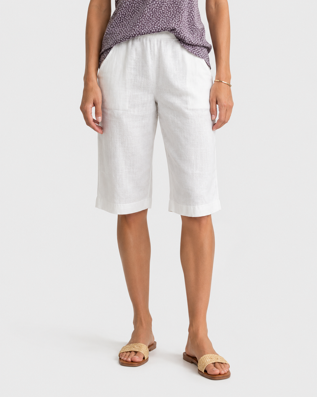 Harper Relaxed Fit Linen Capri Trousers