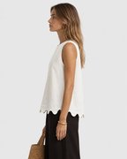 Evie Scallop Hem Linen Sleeveless Top