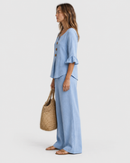Mila Ruffle Sleeve Linen Two-Piece Set