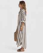 Astrid Striped Linen Long Sleeve Maxi Dress