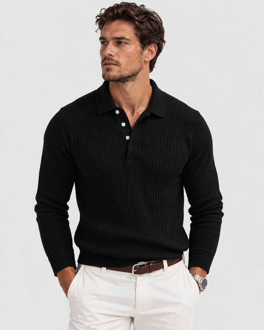 Hugo Retro Striped Long Sleeve Polo Shirt
