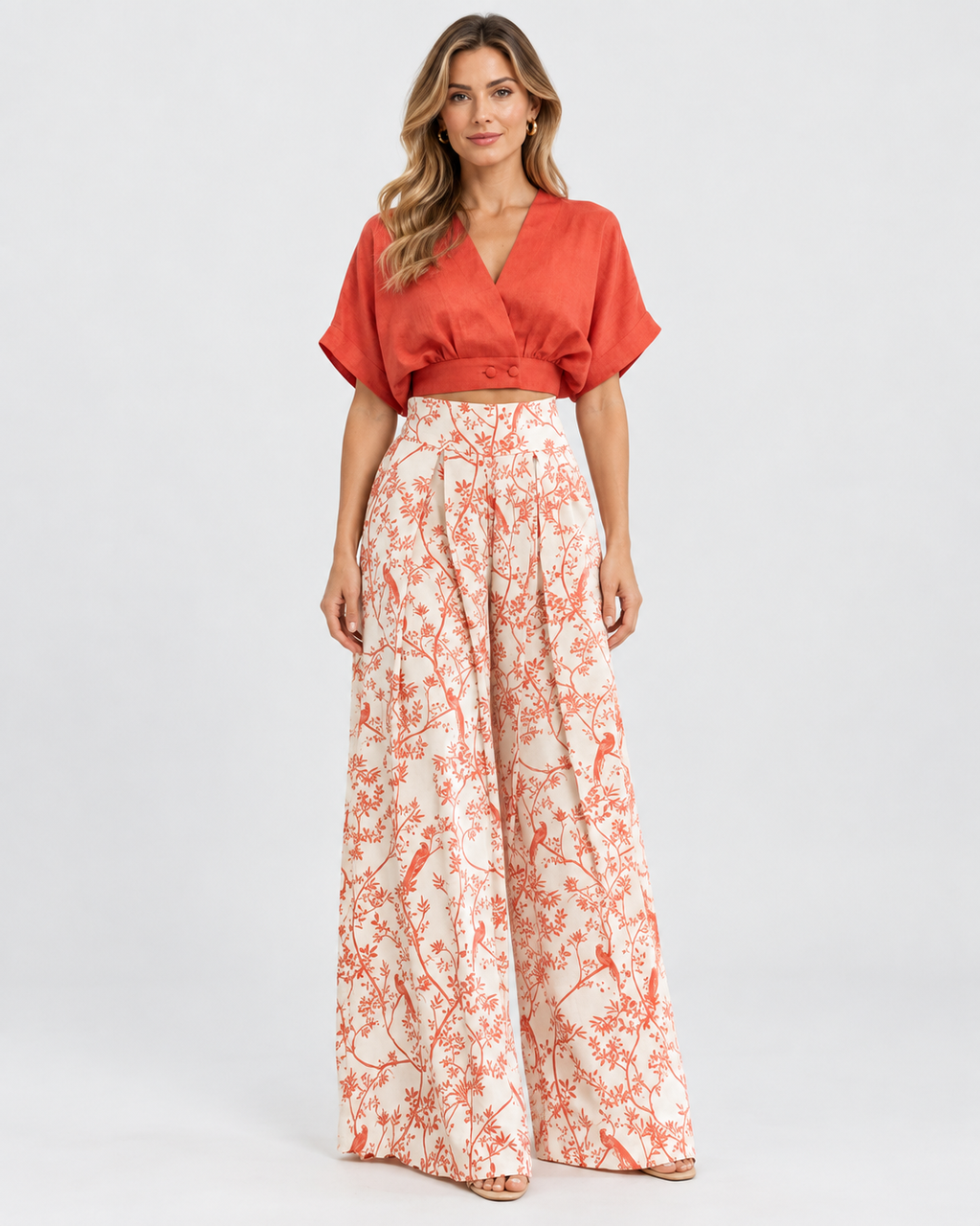 Aurelia Floral Print Wide-Leg Set