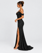 Celeste Off-Shoulder Sequin Maxi Dress