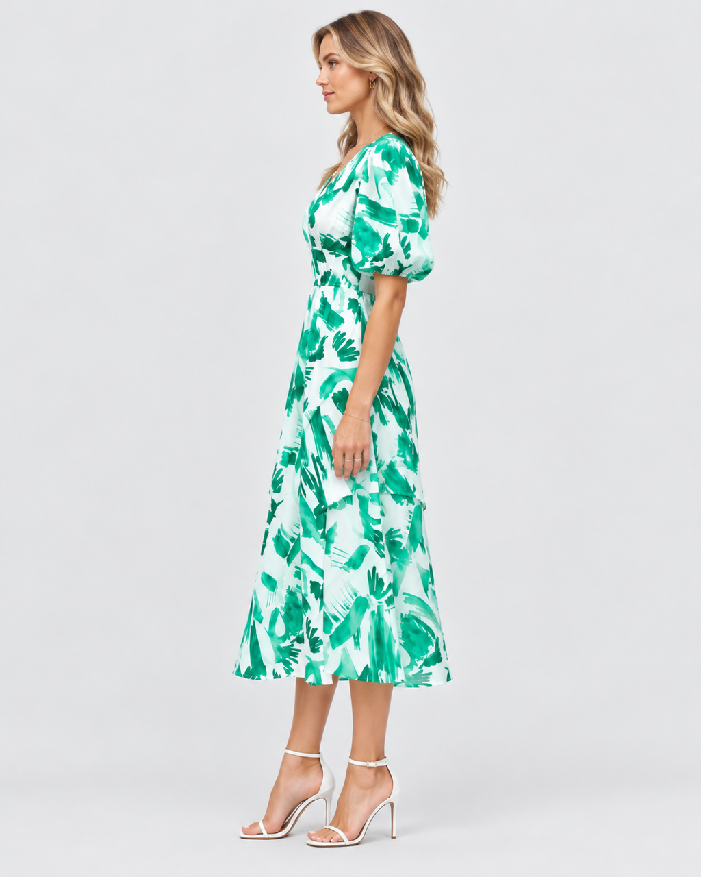 Ophelia Romantic Floral V-Neck Midi Dress