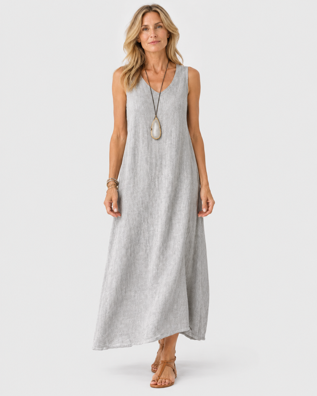 Isla Cotton-Linen Sleeveless Maxi Dress