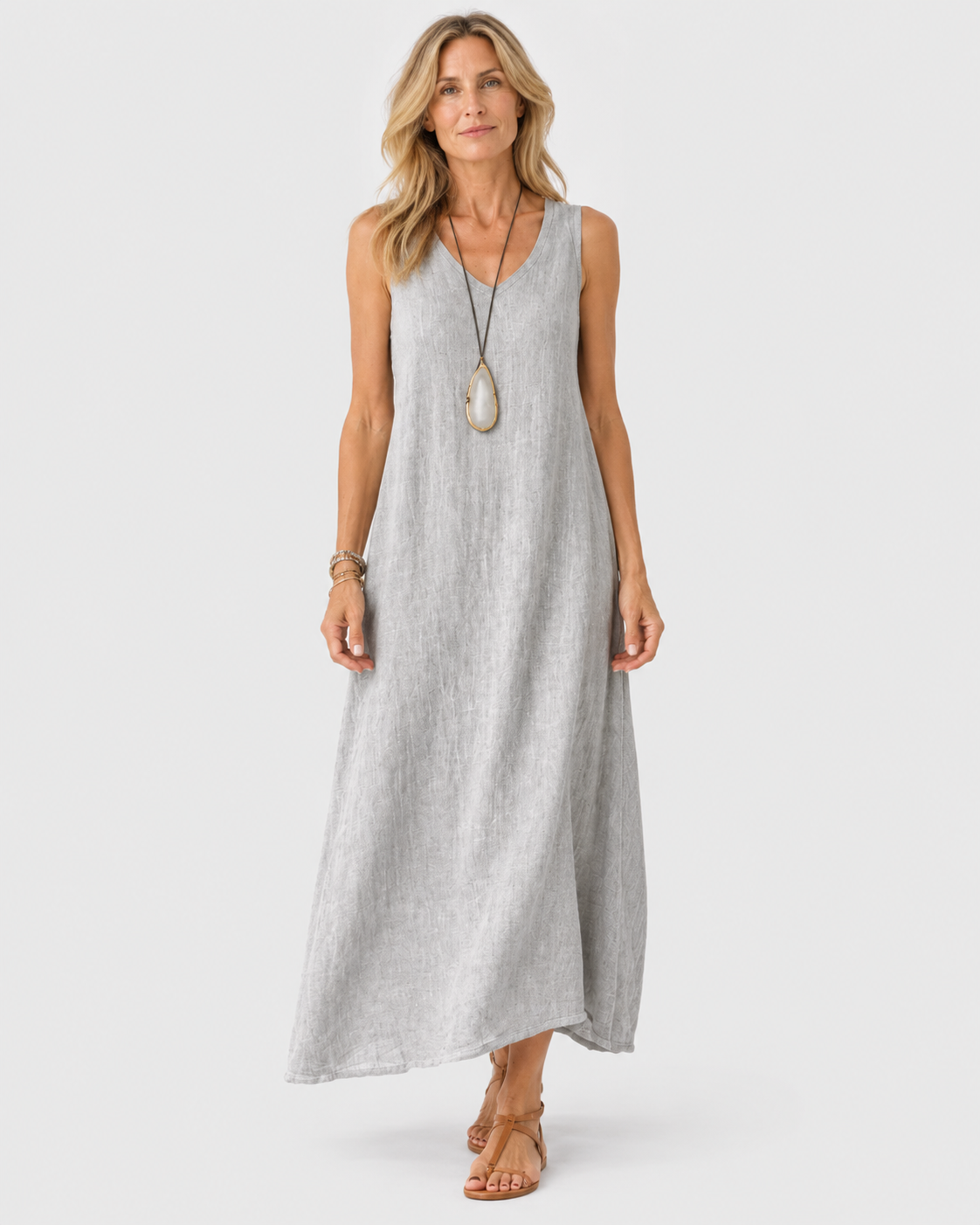 Isla Cotton-Linen Sleeveless Maxi Dress