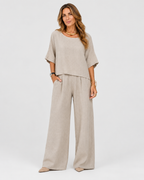 Penelope Relaxed Linen Look Wide Leg Trouser Set
