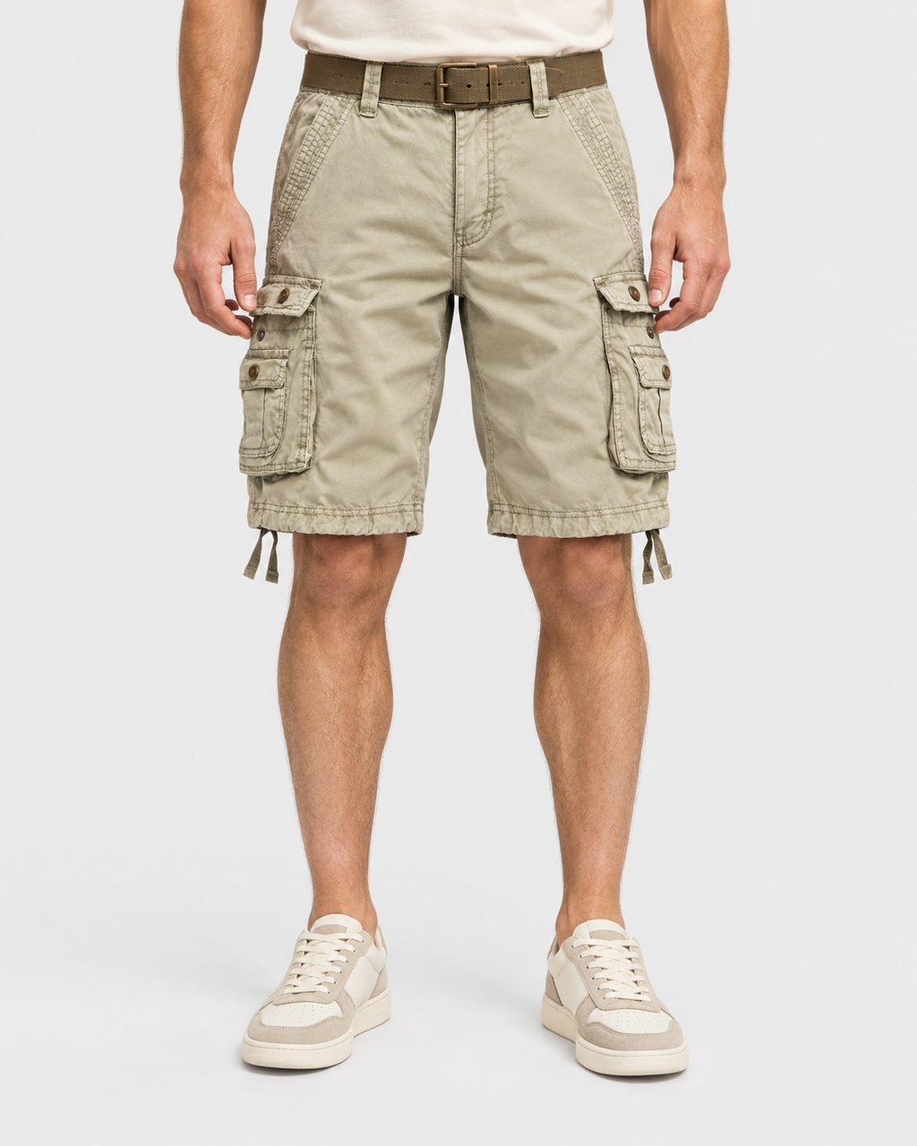 Flynn Cotton Blend Drawstring Cargo Shorts