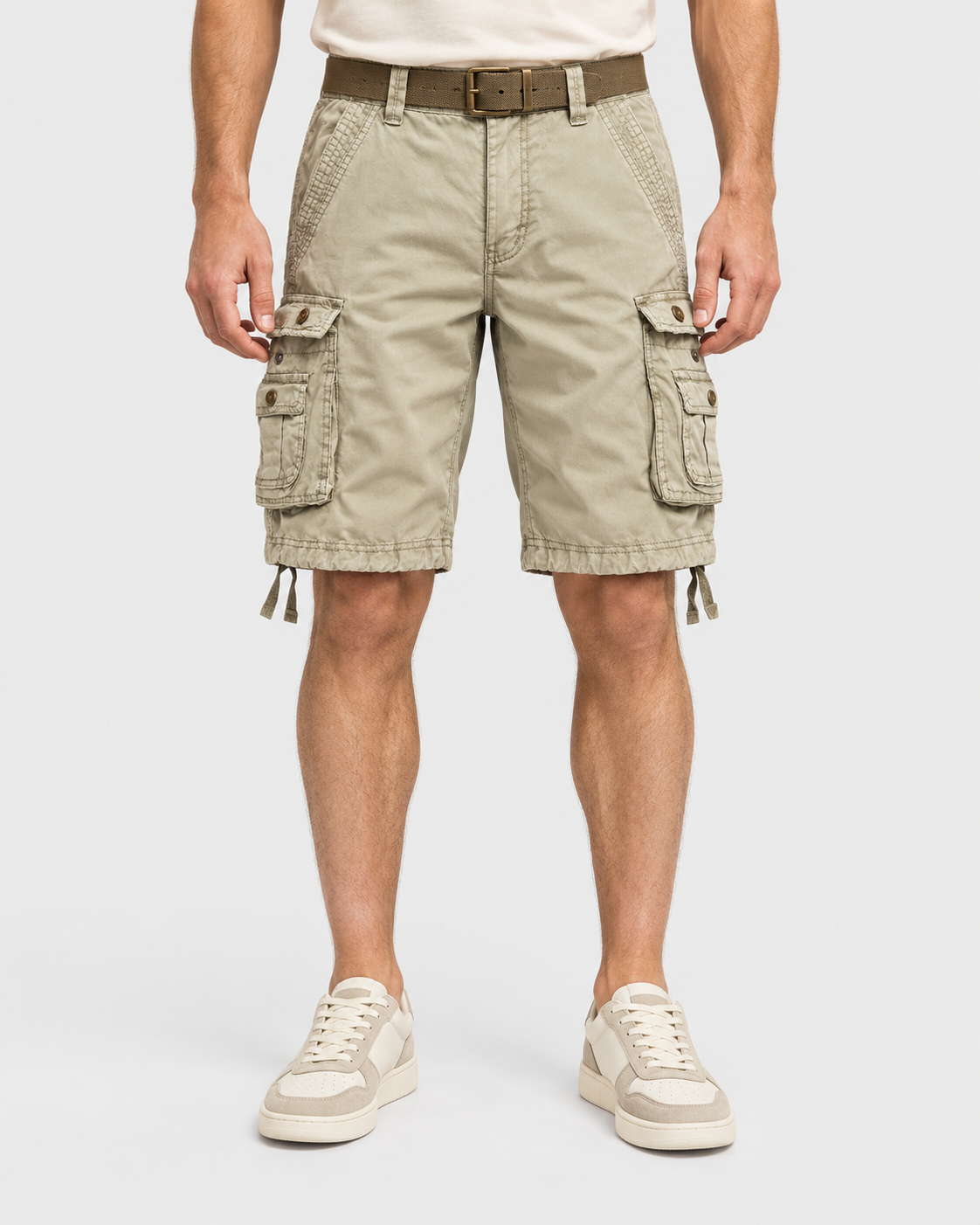 Flynn Cotton Blend Drawstring Cargo Shorts