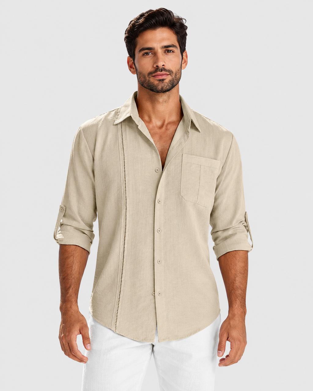 Xavier Embroidered Casual Long Sleeve Shirt